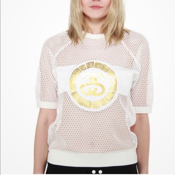 Stussy Tops - Stussy White Mesh T-Shirt Jersey Women Size Medium
